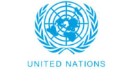 United Nations logo with blue emblem and text