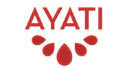 AYATI red logo with abstract flower design